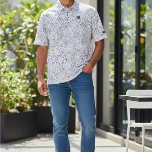 golf polo featuring a black and white speckled shirt BAD BIRDIE SIZE L